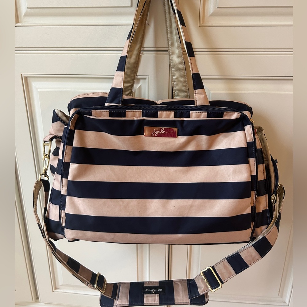 JuJuBee Legacy BFF Tote Diaper Bag in navy and gold